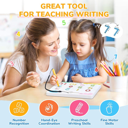 JoyCat Magnetic Letter Tracing Board, 2-in-1 Double-Sided ABC Magnets for Kids Ages 3-5, Uppercase & Lowercase Letter Writing Practice - Preschool Learning Toys, Road Trip Car Activities for Toddlers