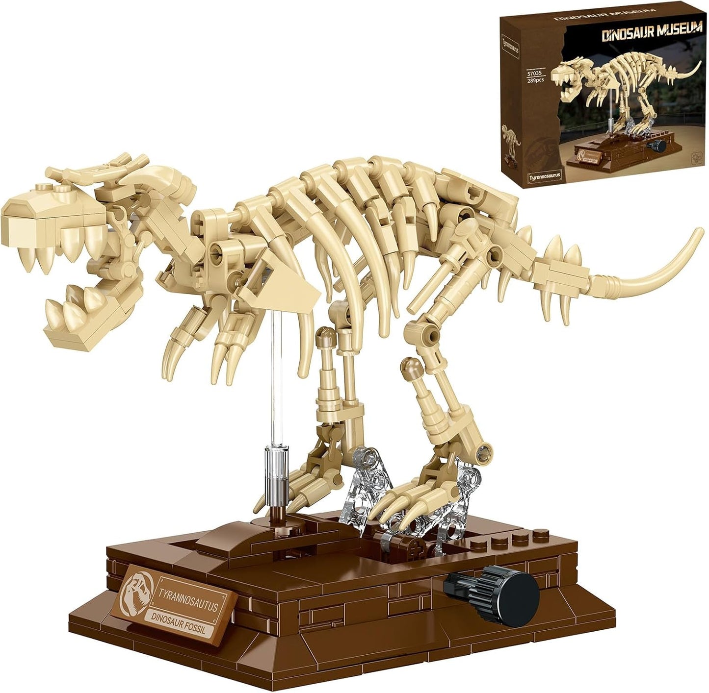 Mosasaurus Fossil Building Block Set – Mechanical Dinosaur Skeleton Model with Gear-Driven Movement and Display Base