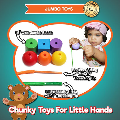 Jumbo Lacing Beads for Kids - Montessori Toddler Games and Educational Toys - Rainbow Matching Game and Stringing Bead Set with Toy Storage and Learning Activities eBook