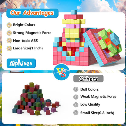 Apluses 42PCS Magnetic Blocks, Gifts for 3 4 5 6 Year Old, Magnet Building Blocks for Toddlers, Girls & Boys, Sensory - Montessori - Autism - Magnetic Toys for Kids Ages 3-5 4-8