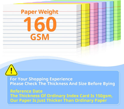 Index Cards 3x5 Inches, 300 PCS, Colored Flash Cards With Ring, Punched Lined Study Card Ruled Flashcards Notecards, Ruled Front And Blank Back, Note Card for School, College And Home