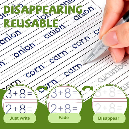 Magic Grooved Writing Practice Books, Reusable Grooved Writing Books for Kids 3-5, Learn to Write Letters Numbers,Math,Tracing, Magic Copybooks Preschool Learning Activities-1Pack