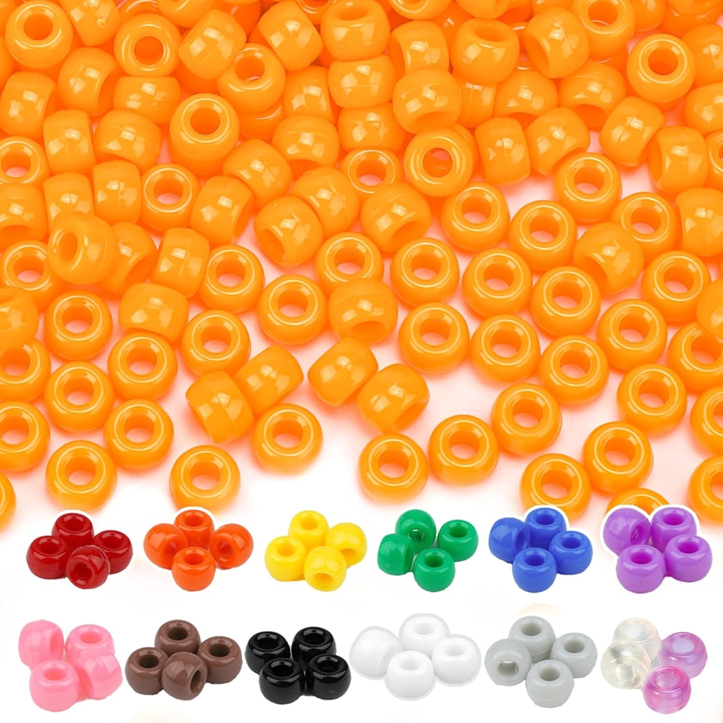 Dowsabel Brown Pony Beads Bulk 1000 Pcs 6x9mm, Large Hole Kandi Hair Beads for Braids Bracelets, DIY Friendship Bracelets Necklaces Jewelry Making Crafts and Gifts