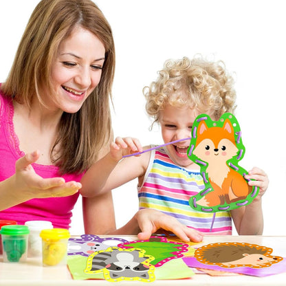 Omlisca Woodland Animals Lacing Cards for Kids 12 Pack Forest Animals Sewing Cards Owl Fox Bear Woodland Theme Party Decor Arts and Crafts Gifts for Toddler Preschool Developing Imagination Supplies