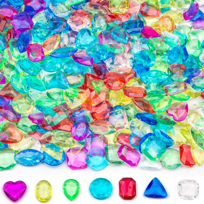 180 Pcs Sensory Bin Filler Include 100 Plastic Gemstones & 80 Fake Seashells for Kids, Pirate Treasure and Mermaid Pool Play, Ocean Themed Party (1"-1.2")