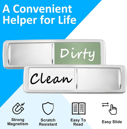 Dishwasher Magnet Clean Dirty Sign, Slide Strong Clean and Dirty Refrigerator Magnet Indicator for Dishwasher, Non-Scratch, Easy to Read, Self-Adhesive for Non-Magnetic Dishwasher（LightGray Brown）