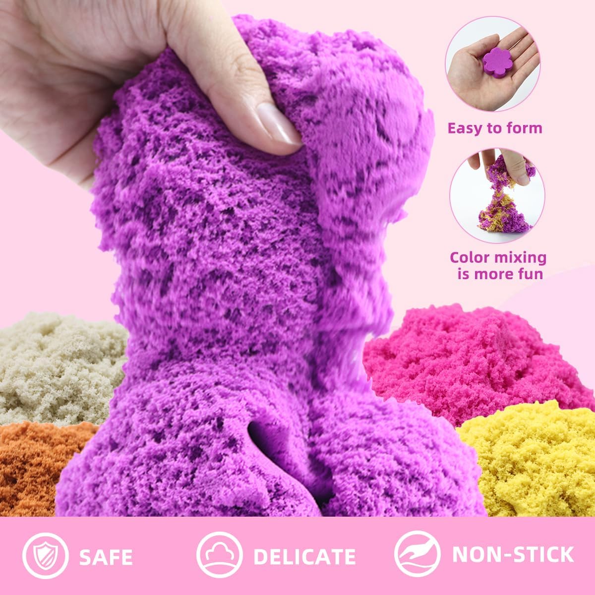 Unicorn Sensory Bin Sand Kit - 155 Pcs with 2.2lbs Sand, 9 Castle & 8 Unicorn Molds, 12 Tools, Tactile Sensory Fillers for Girls Age 4-9 Gifts