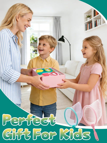 2Sets Bug Catcher for Kids - Sturdy Kids Bug Catching Kit Gifts with Collector Butterfly Net Tweezer, Bugs Habitat Outdoor Explorer Kit for Age 3 4 5 6 7 8, 8Pcs