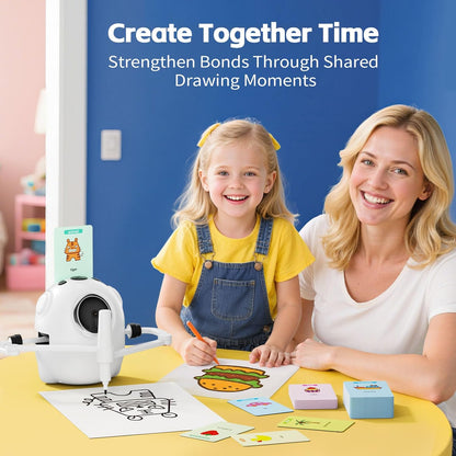 Drawing Robot for Kids with Camera Recognition, Interactive Educational Drawing Machine with 150 Cards, Montessori Painting Learning Toys for Ages 3+, Birthday for Boys Girls (Yellow)
