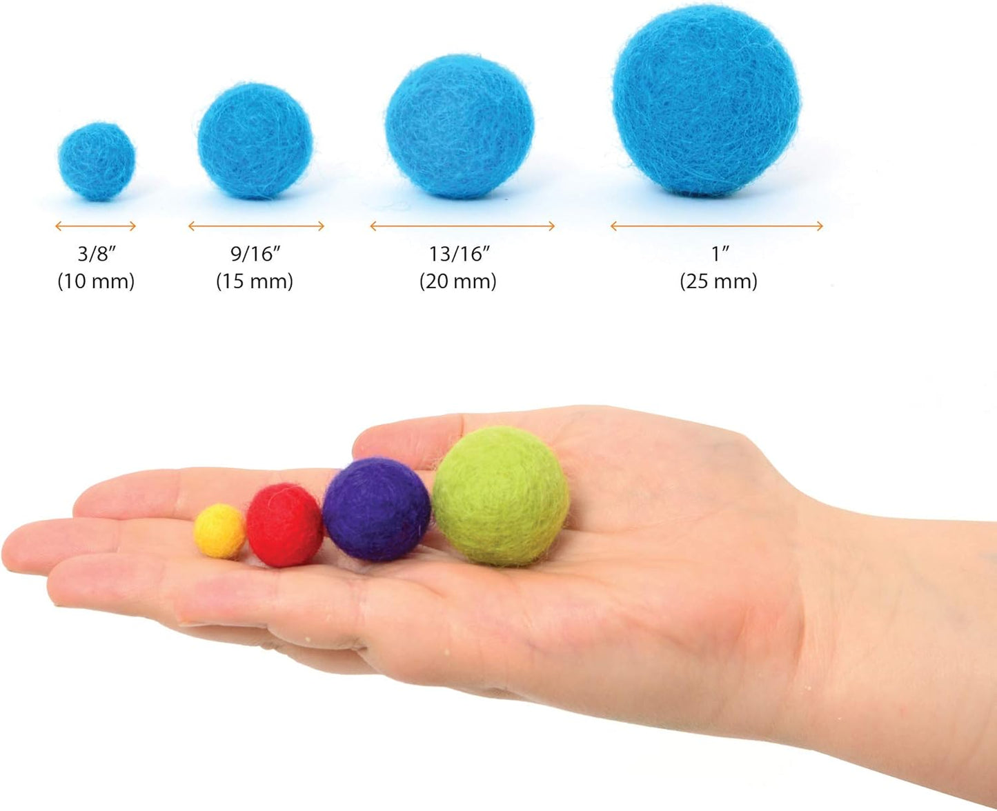 Glaciart One Wool Felt Balls (50 Pieces) 2.5 Centimeters - 1 Inch, Handmade Felted 5 Valentines Colors (Baby Pink, Medium Pink, Magenta and More) - Bulk Small Puff for Felting and Garland