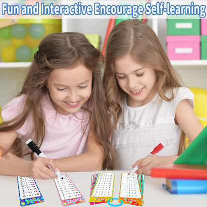 0-12 Multiplication Flash Cards, Large Educational Math, Times Table Flashcards Chart, with 15 Cards, 2 Dry Erase Markers, 1 Rings, Educational Multiplication for Classroom Home