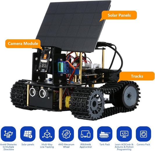 Robotics for Kids Ages 8-12, ACEBOTT Smart Robot Arm Car Kit with 5DOF, STEM Toys for Boys Age 8-12 12-16+, ESP32 Arduino/Python/Blockly Coding, App & Remote Control, STEM DIY Gift for Teens & Adults
