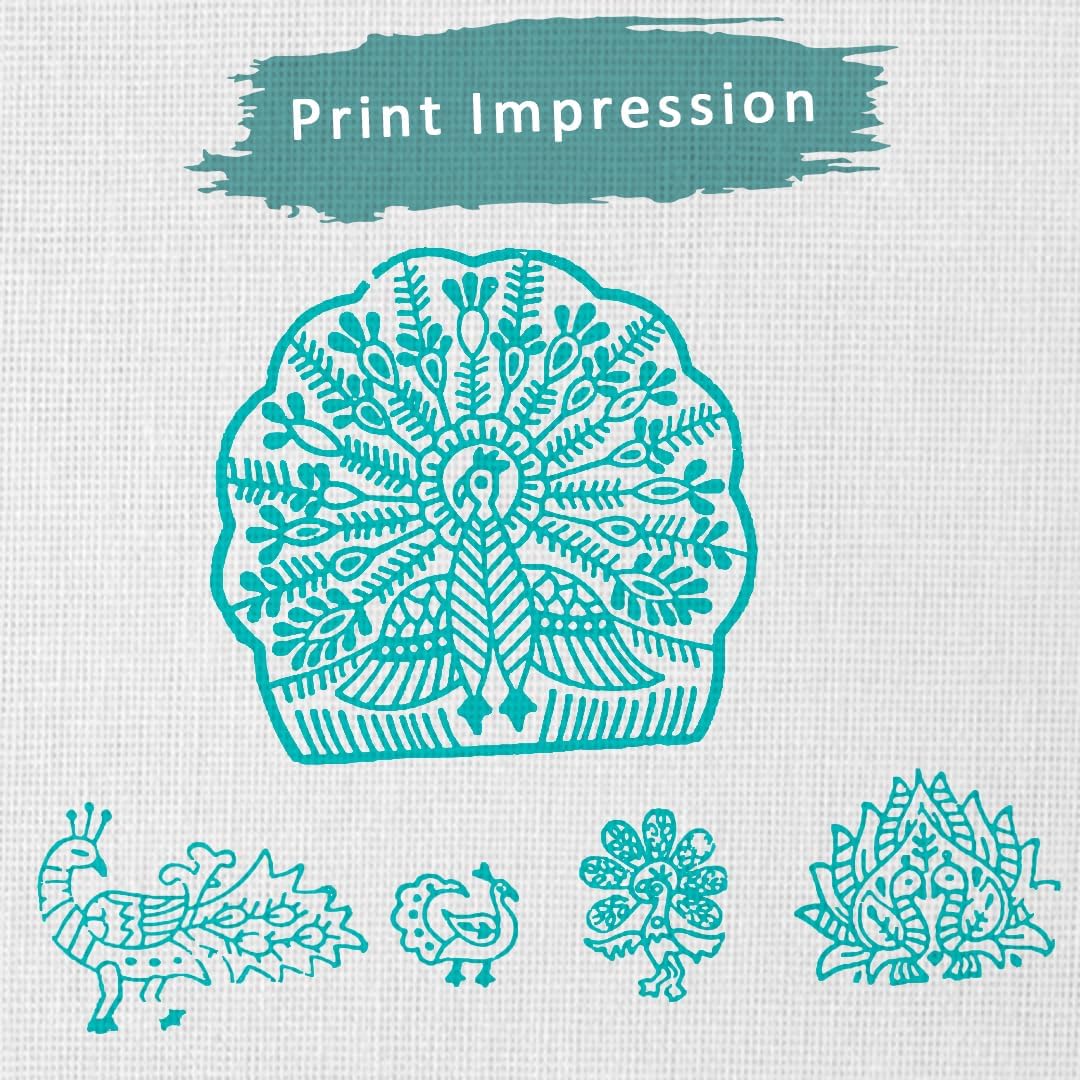 Peacock Design Wooden Printing Stamps for Card Making Scrapbooking Crafts Clay and Pottery (Set of 5) Hashcart®
