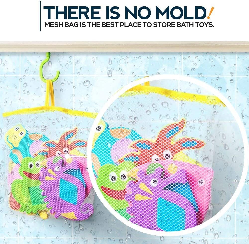 Bath Foam Alphabet Letters Toys - Non-Toxic Bathtub ABC Letters for Kids Toddlers - Premium Educational Floating Animals Puzzles with Toy Organizer for Baby Boys Girls - Set of 52 Pcs