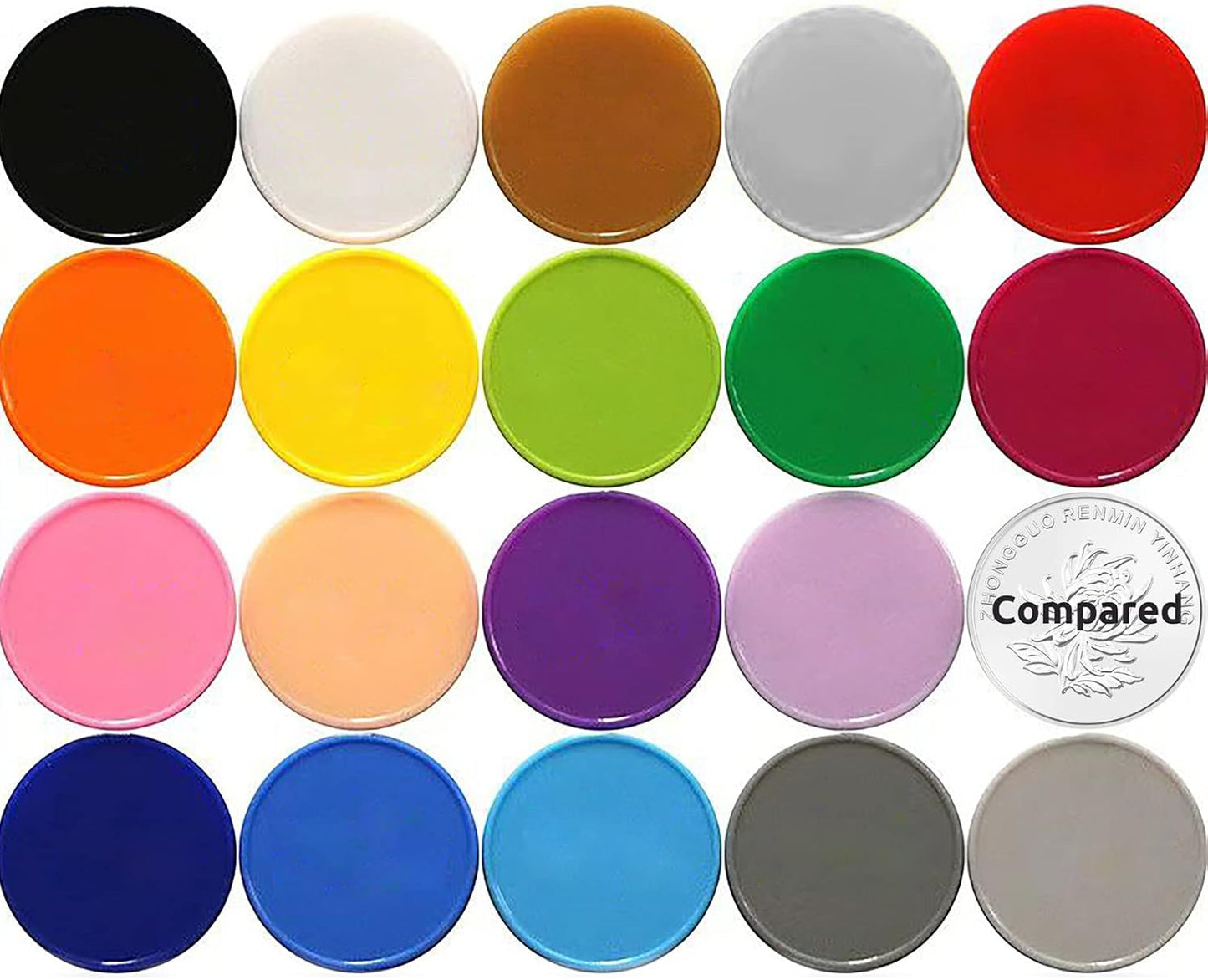 Set of 100 Opaque Plastic Learning Counters Mini Poker Chips Game Tokens with Storage Box (Black+White+Blue+Purple, 1 Inch)