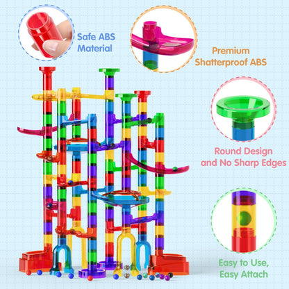 Ifollower Marble Run, 150Pcs Mable Track Race Toys for Kid, Upgrade Marble Maze Game Building Blocks STEM Learning Toy, Birthday for Boys Girls Aged 3-12