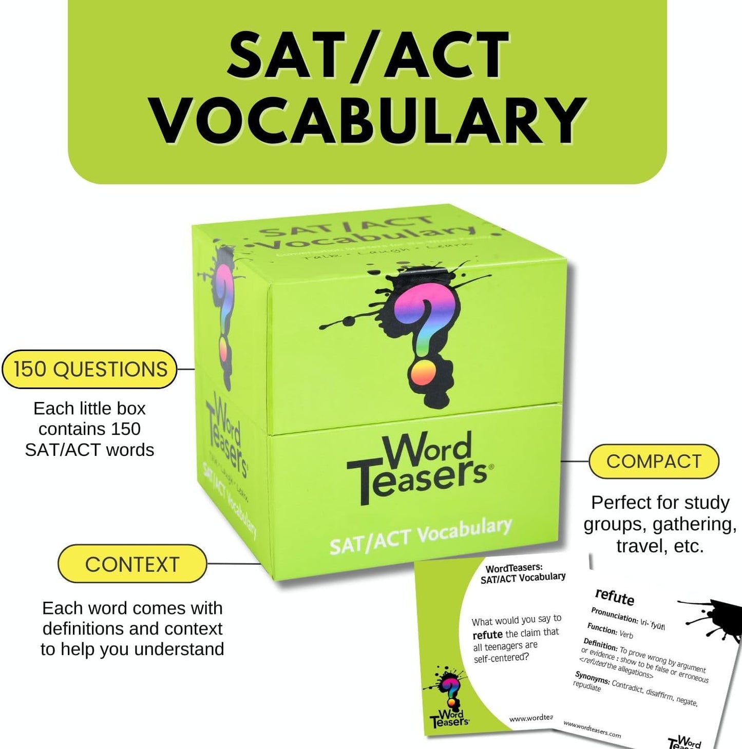 ? WORD TEASERS Junior - Vocabulary Word Game for Kids 8+ - Fun Family Conversation Starters - Reading Games for Elementary & Middle School - 150 Vocabulary Flash Cards/Conversation Cards