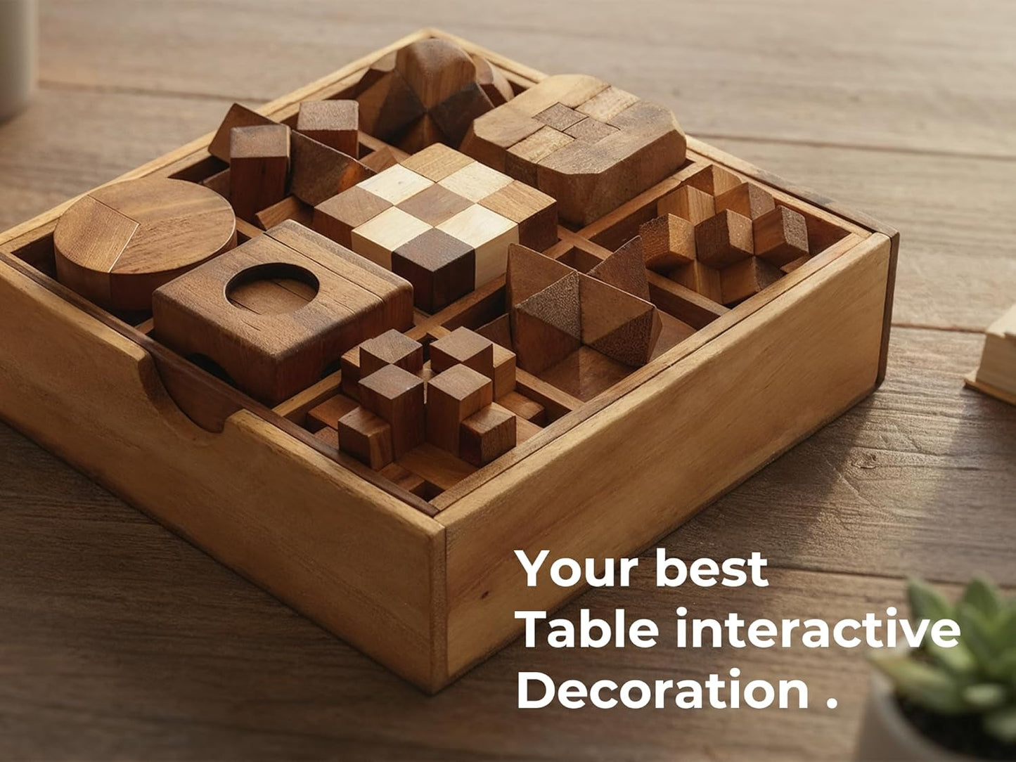 BSIRI 16 in 1 Wooden Brain Teaser Puzzles for Adults and Teens or Kids Interlocking 3D Mini Wood Mind Games Hand Puzzle Teasers Set Toys Coffee Table Games Gift