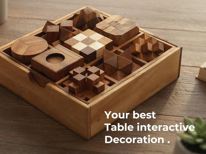BSIRI 16 in 1 Wooden Brain Teaser Puzzles for Adults and Teens or Kids Interlocking 3D Mini Wood Mind Games Hand Puzzle Teasers Set Toys Coffee Table Games Gift