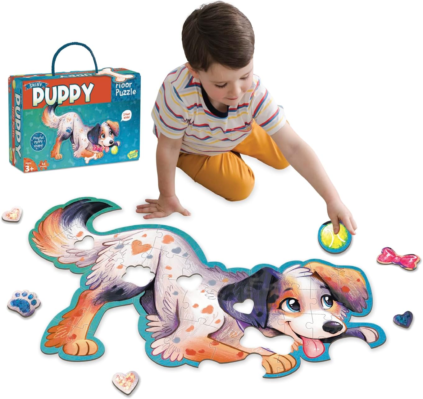 Peaceable Kingdom Giant Floor Puzzles with Uniquely Fun Shaped Pieces for Kids Ages 3+ Gifts for Boys and Girls - Racecar