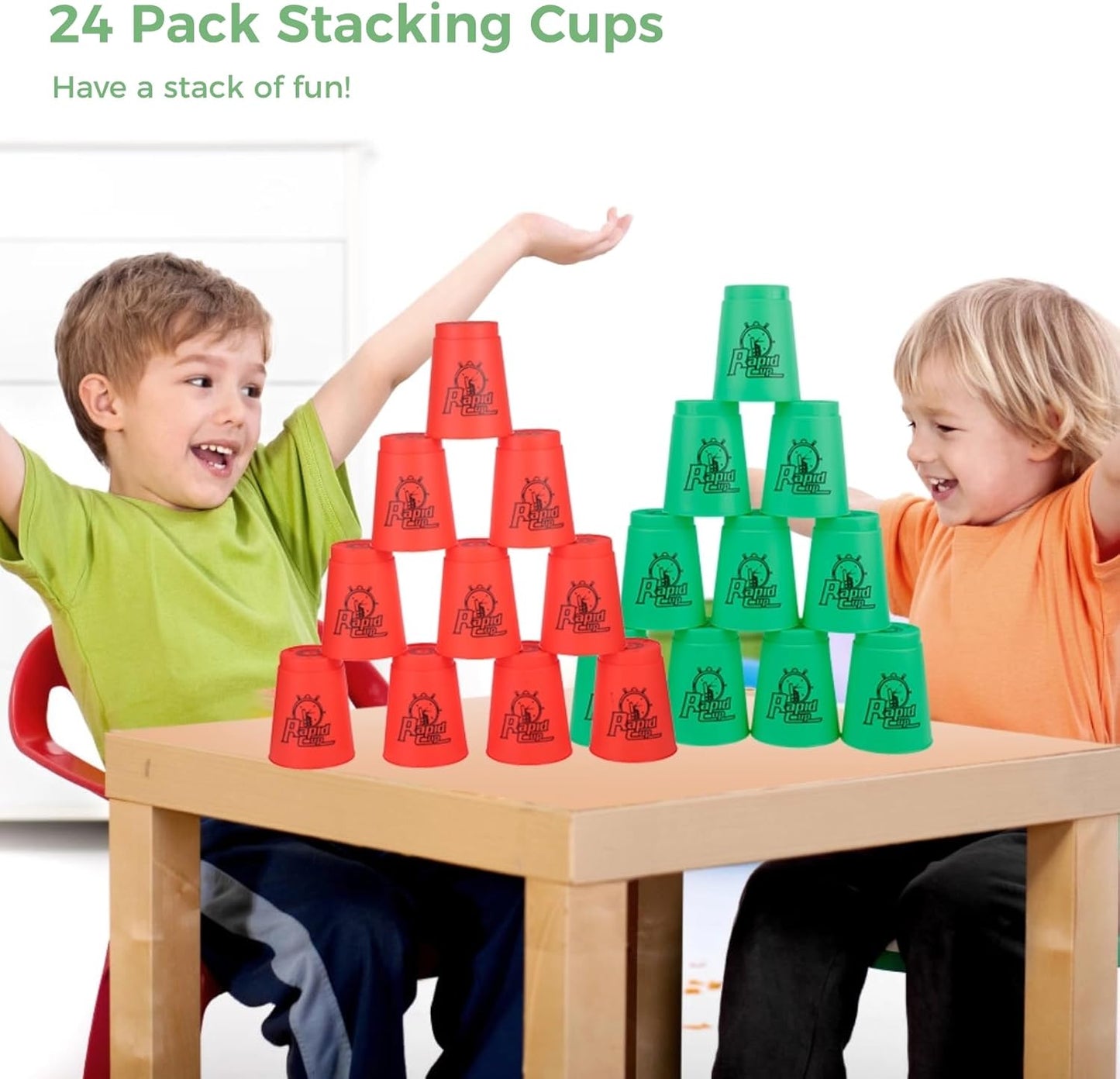 yeesport Sport Stacking Cups, 24pcs Sports Stacking Cups Sport Training Game for Challenge Competition Travel Party Gift for Kids and Adults (Purple & Red)