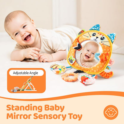 Jollybaby Car Seat Crib Stroller Play Gym Hanging Toy for Baby 0-3-6-12 Months, Tummy Time Mirror Toys Gifts for Newborn Infants, Carseat Travel Toy for Road Trip - Frog