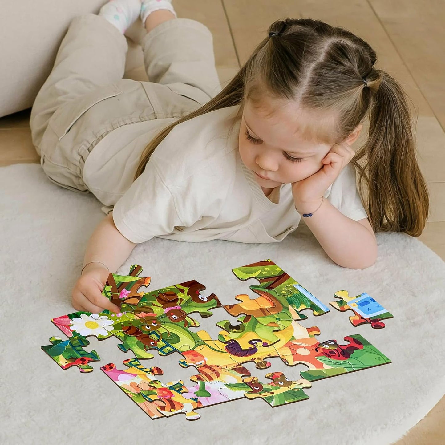 Jumbo Floor Puzzle for Kids, Large Jigsaw Puzzles 24 Piece for Kids Ages 3-5,Preschool Learning & Education Toys, Gifts for 4-8 Year Old Boys and Girls (Jungle Animals)
