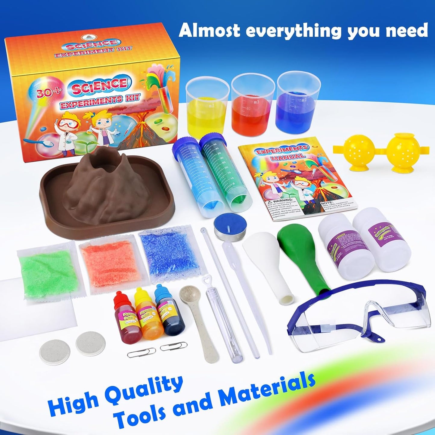 UNGLINGA 60+ Science Experiments Kits for Kids, Boys Girls Toys Gifts, Science Lab S.T.E.M Activities Educational Project with Chemistry Set, Erupting Volcano, Color