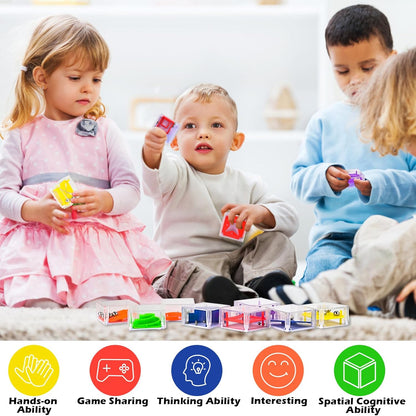 GOLDGE 24 Pcs Balance IQ Maze Game Toy Set - Mini 3D Brain Maze Puzzle Cubes in a Box. Fun Party Favor Games and Ideal Prizes for Kids and Adults