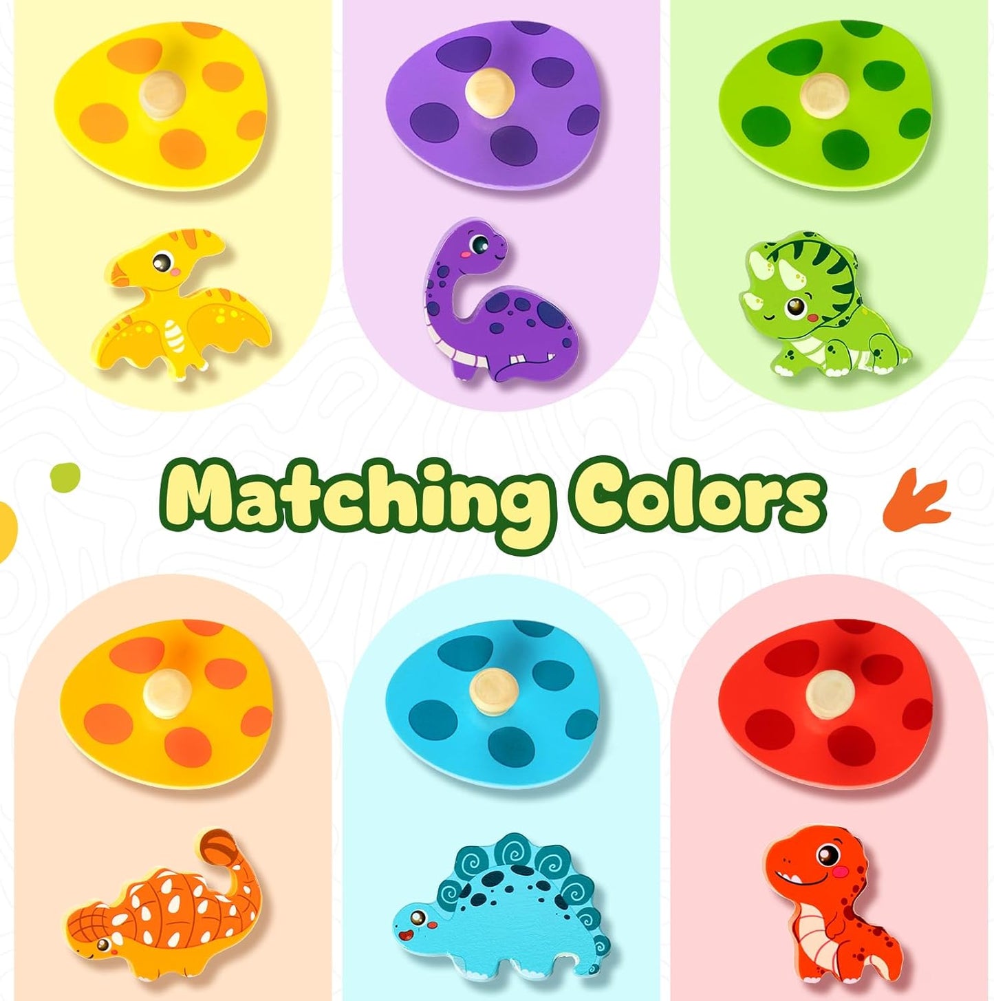 Easter Wooden Puzzles for Toddlers 1-3, Dinosaur Egg Sorting & Matching Peg Puzzle, Preschool Montessori Educational Toys for 1 2 3 Year Old Boys Girls, Easter Basket Stuffers Gifts Party Favors