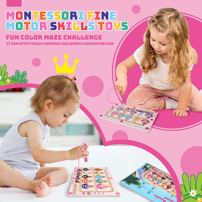 Uiseba Dinosaur Mini Magnetic Color and Number Maze Montessori Toy for Ages 3 4 5, Toddler Busy Board, Educational Preschool Learning Activities, Ideal Christmas & Birthday Gift for Boys and Kids
