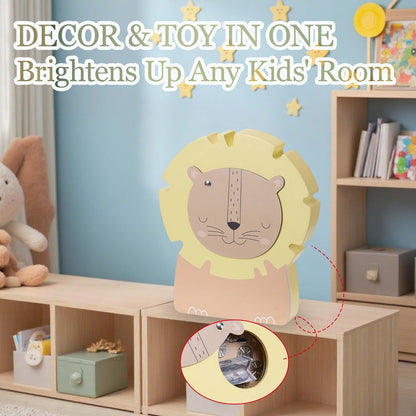 Wooden Globe Piggy Bank for Boys Kids Girls Clear Real Money Coin Bank Toy Toddler Birthday