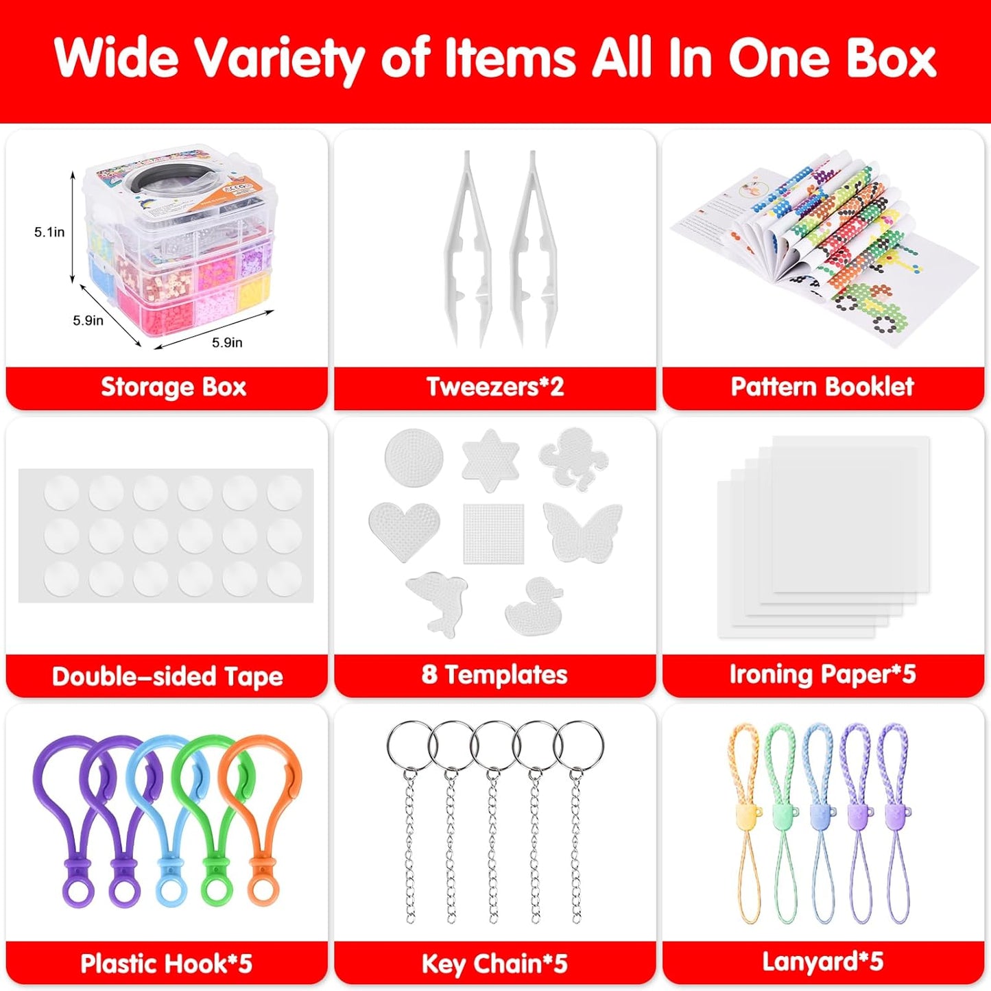 LULUETPUE Christmas Fuse Beads Kit, 7000PC 5MM Melty Beads Set, Iron Melting Bead Craft Kit with Pegboards,Ironing Paper, Arts and Crafts Set for Boys Girls Xmas Birthday