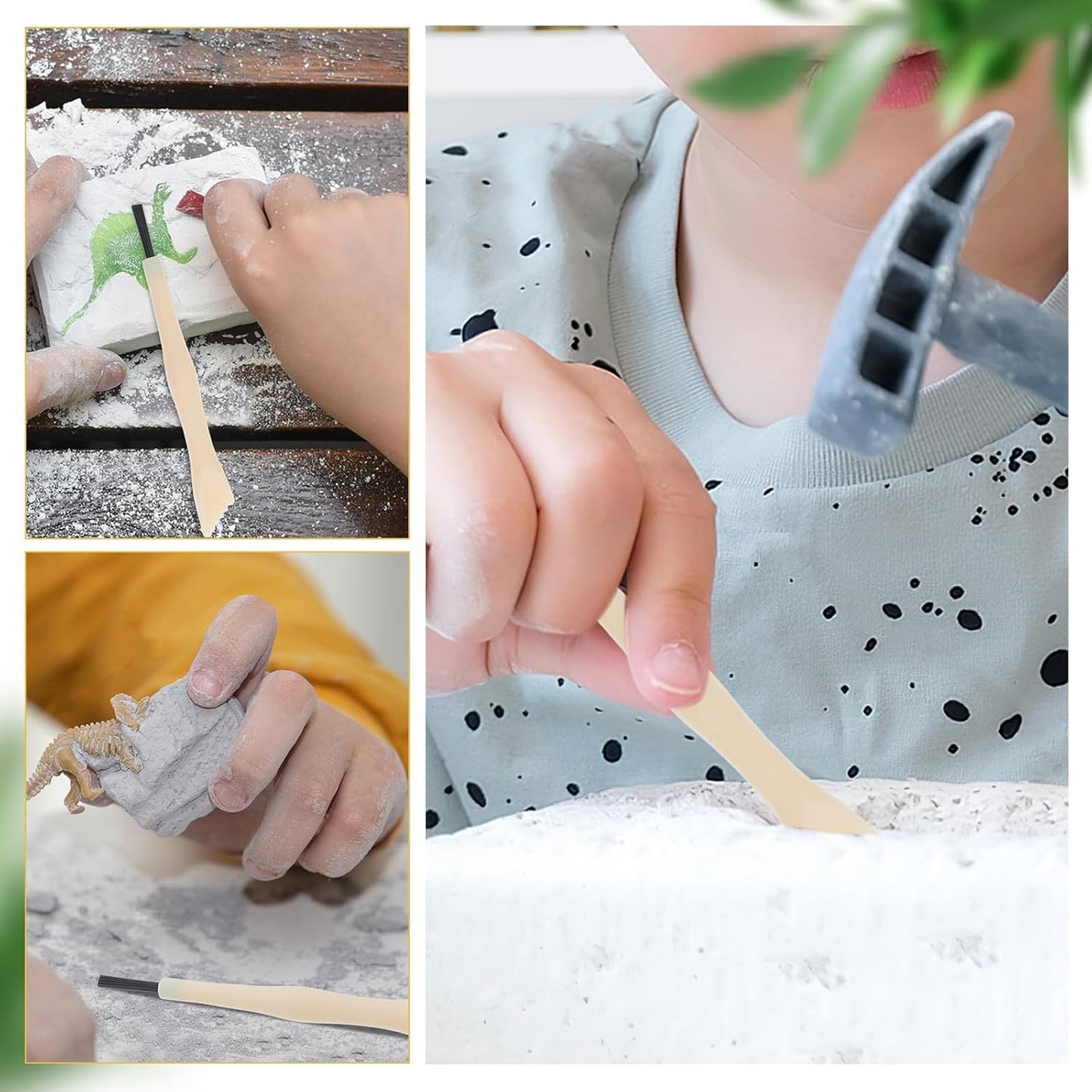 Kisangel 36pcs Children Archaeological Excavation Tool: 9cm Mini Dinosaur Dig Kits for Kids - Double-End Brush and Shovel Digging Supplies