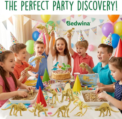 Bedwina Dinosaur Fossil Skeleton - (Bulk Pack of 120) 3.7 Inch Assorted Plastic Dino Figure Bones for Kids Science Dig Kit, Digging Sandbox Bins Play Toys, Party Favors, Birthday Decorations