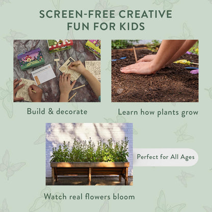 Modern Sprout Magical Minds Garden Kit - Seed Starter Kit for Kids w/Wooden Figurines, Wildflowers, Edible Plant Seeds & Crafting Fun - Kids Gardening Set for Learning & Play, Perfect Gardening Gift