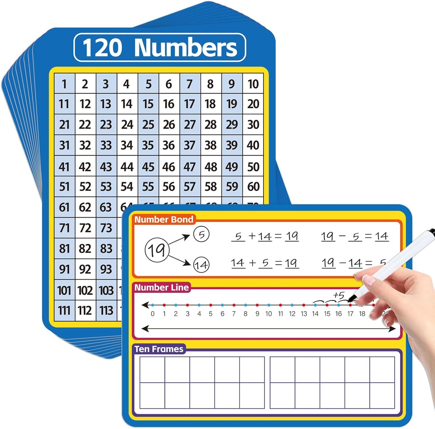 12 Pack Double Sided Value Chart Dry Erase Board,12" x 9" Multiplication Flash Cards,Math Manipulatives Small White Board for Kids,Math Games Chart for Preschool Learning,Homeschool Essentials