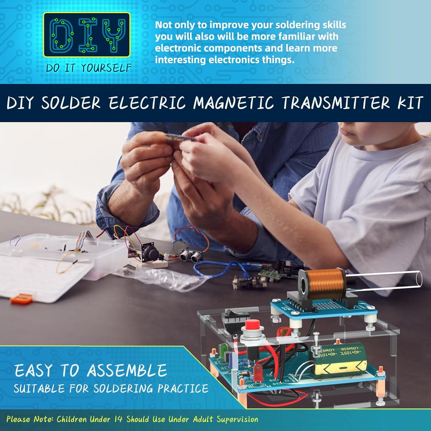 Electric Magnetic Transmitter Kit, Soldering Projects Mini DIY Shooting Game DIY Electric Magnetic Transmitter Kit for Learning Teaching STEM Education Ideal Gift for Family and Friends