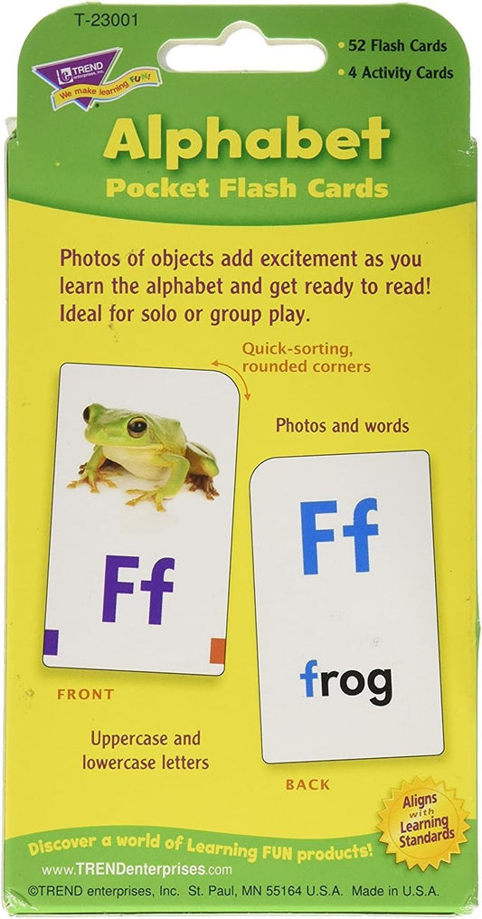 Trend Enterprises: Alphabet Pocket Flash Cards, Great for Skill Building and Home Use, 56 Self-Checking Cards Included, Match Letters to Photos and Words, for Ages 6 and Up