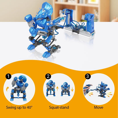 Hydraulic Boxing Bots STEM Robot Building Kit, 2 Hydraulic Powered Battle Fighting Robots, Educational Birthday Gift for 8-12 Year Old Boys & Girls