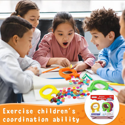Kanayu 6 Pcs Horseshoe Magnet Toys U Shaped Magnet Movers Science Activity Exercise Student's Hands Ability Experiment Classroom Learning Toy Great Gift Idea for Girls Boys Adults, 6 Colors
