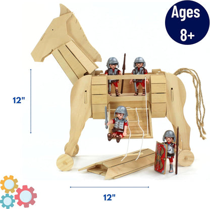 PATHFINDERS STEM Kit – Trojan Horse Model | DIY Wooden Craft Kit for Kids 10-14 | Girls Arts & Crafts STEM Gift | Ancient Greek History Project | Hands-On Educational Toy Engineering and Science