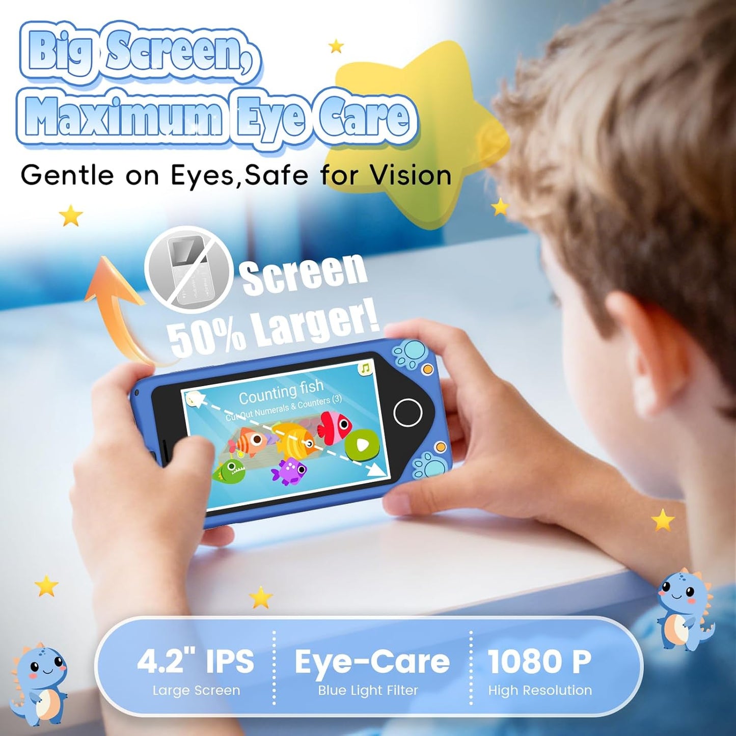 PROGRACE Kids Smart Phone - Talk & Text Learning Toys Cell Phone with Parental Controls, Safe Apps, 4.2" Touchscreen, Dual Camera, Games, Christmas Birthday Gifts for Kids Boys Girls Ages 5-14
