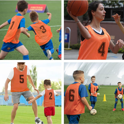 6 Pcs Pinnies Team Practice Vests with Numbers for Child Youth Teen Adult,Ideal for Soccer, Football,Basketball