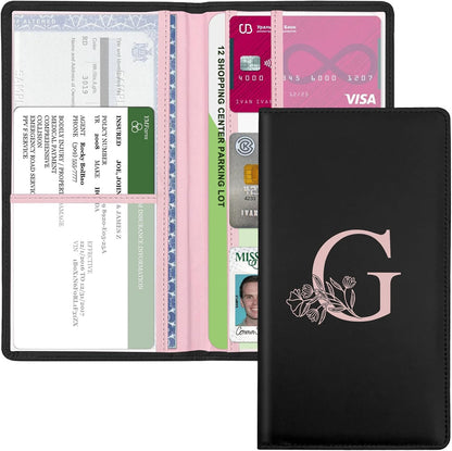 Letter Car Registration and Insurance Holder, with Magnetic Closure for License, Cards and Documents,Vehicle Glove Box Car Organizer, Interior Car Accessories for Women Men (I)