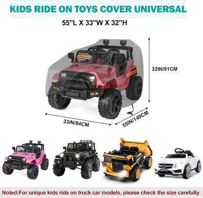 Kids Ride On Car Cover 2PCS,Large Power Wheels Cover Waterproof,Heavy Duty 420D Universal Toy Car Cover for Power Wheels Jeep & Toddler Electric Vehicles,All Season Protection,with 3 Reflective Strips