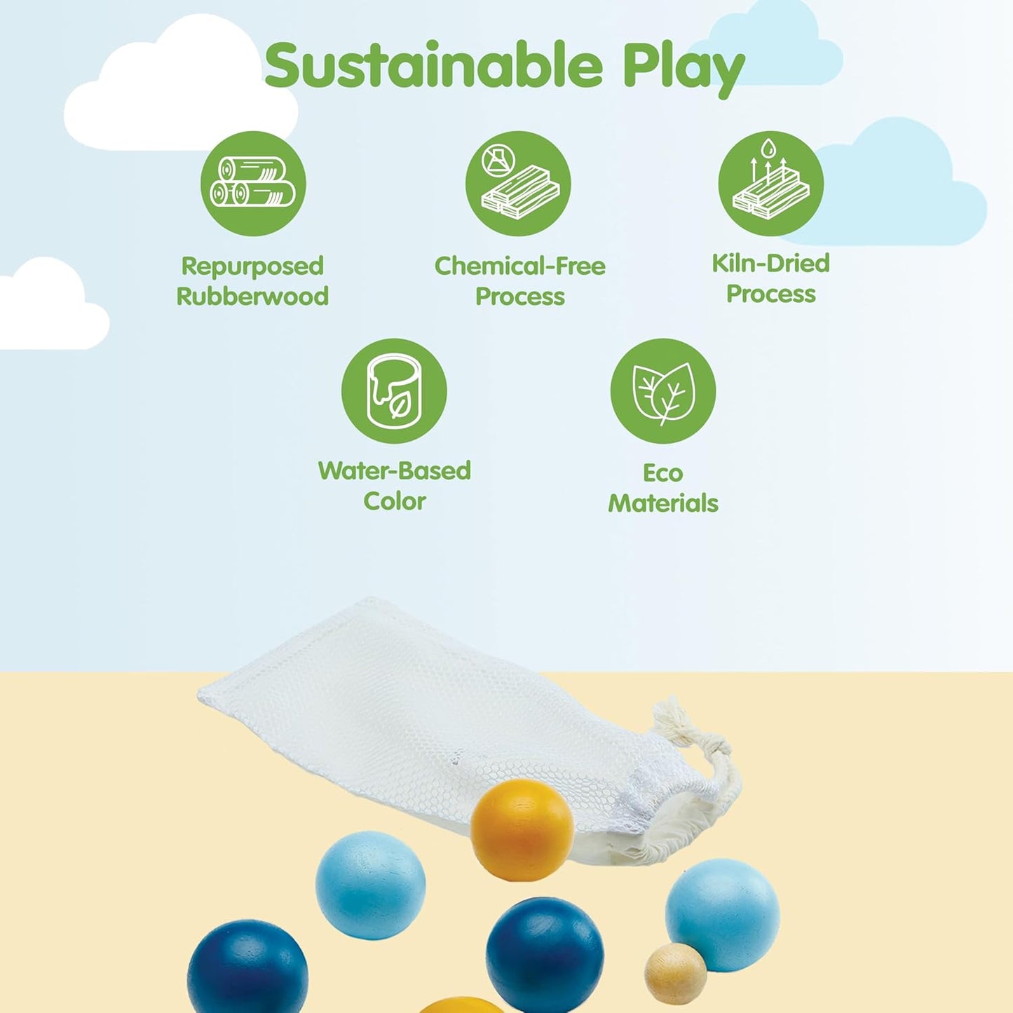 PlanToys® Petanque Wooden Montessori Gross Motor and Coordination Game | Aim, Concentration and Early Math Skill Development Activity | Eco Friendly Outdoor and Indoor Throwing Set