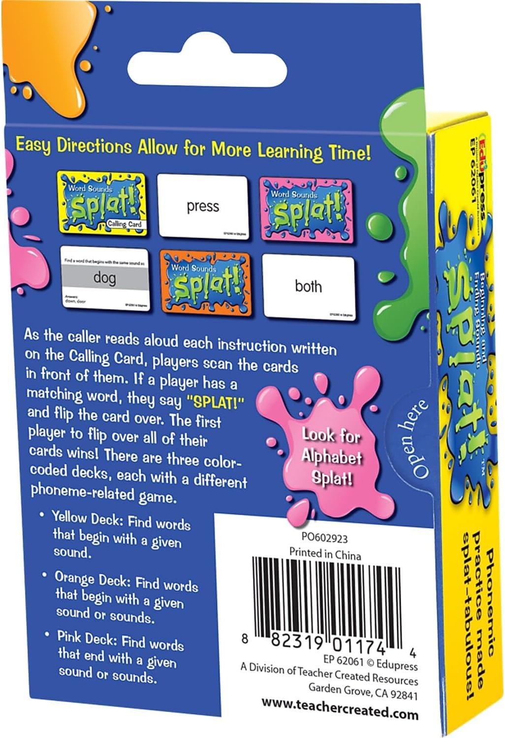 Teacher Created Resources Beginning and Ending Sounds Splat™ Game Grades K-2 (EP62061)