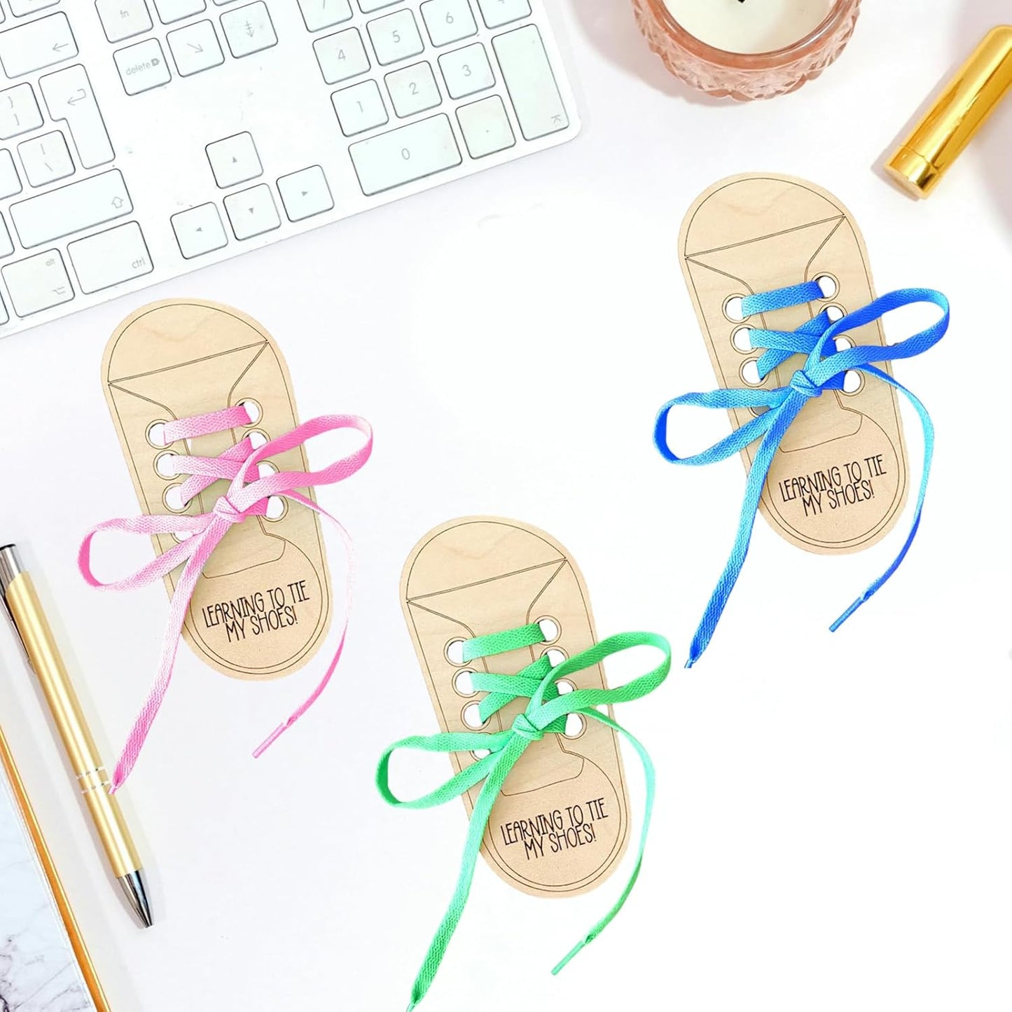 Portable Wooden Lacing Shoe Toy with Colorful Shoelace Tying Practice Board for Parent ' Skill Development Shoe Lace Practice
