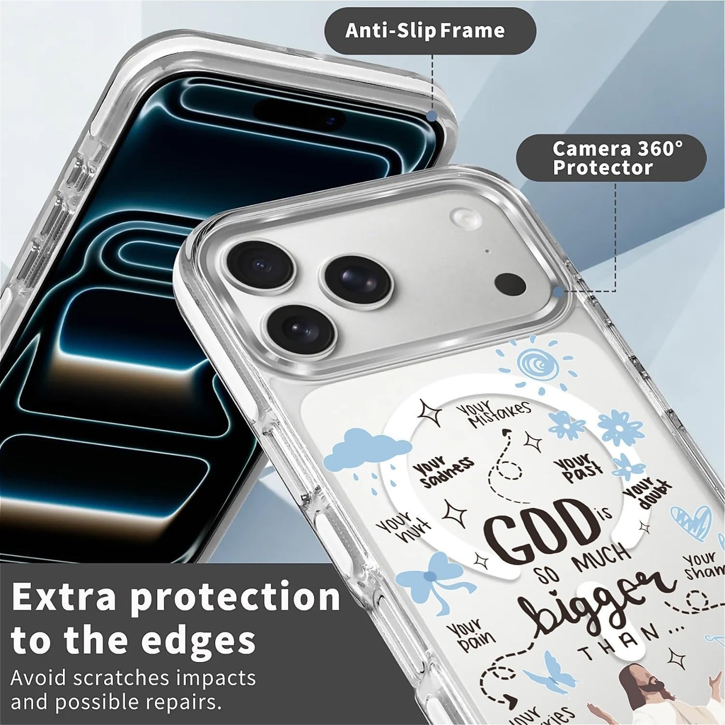 for iPhone 17 Pro Max Case [Compatible with Magsafe],Girls Women Clear Magnetic Case Silicone Shockproof Protective Cover with Pattern Colorful Motivational Letters
